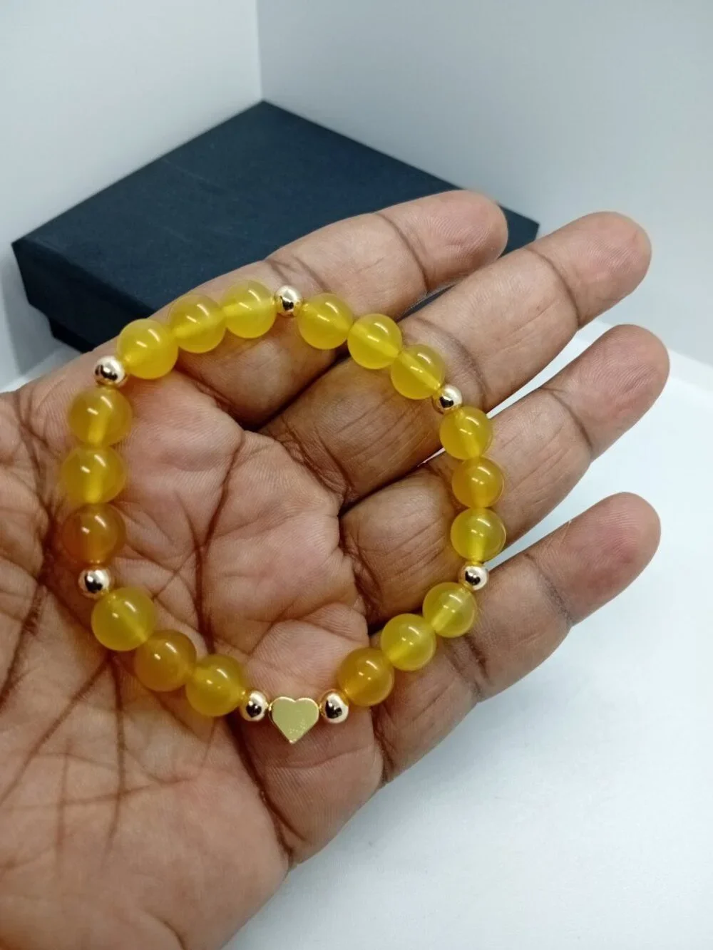Yellow Agate Stretch Bracelet 304 Stainless Steel | Confidence Success Energy